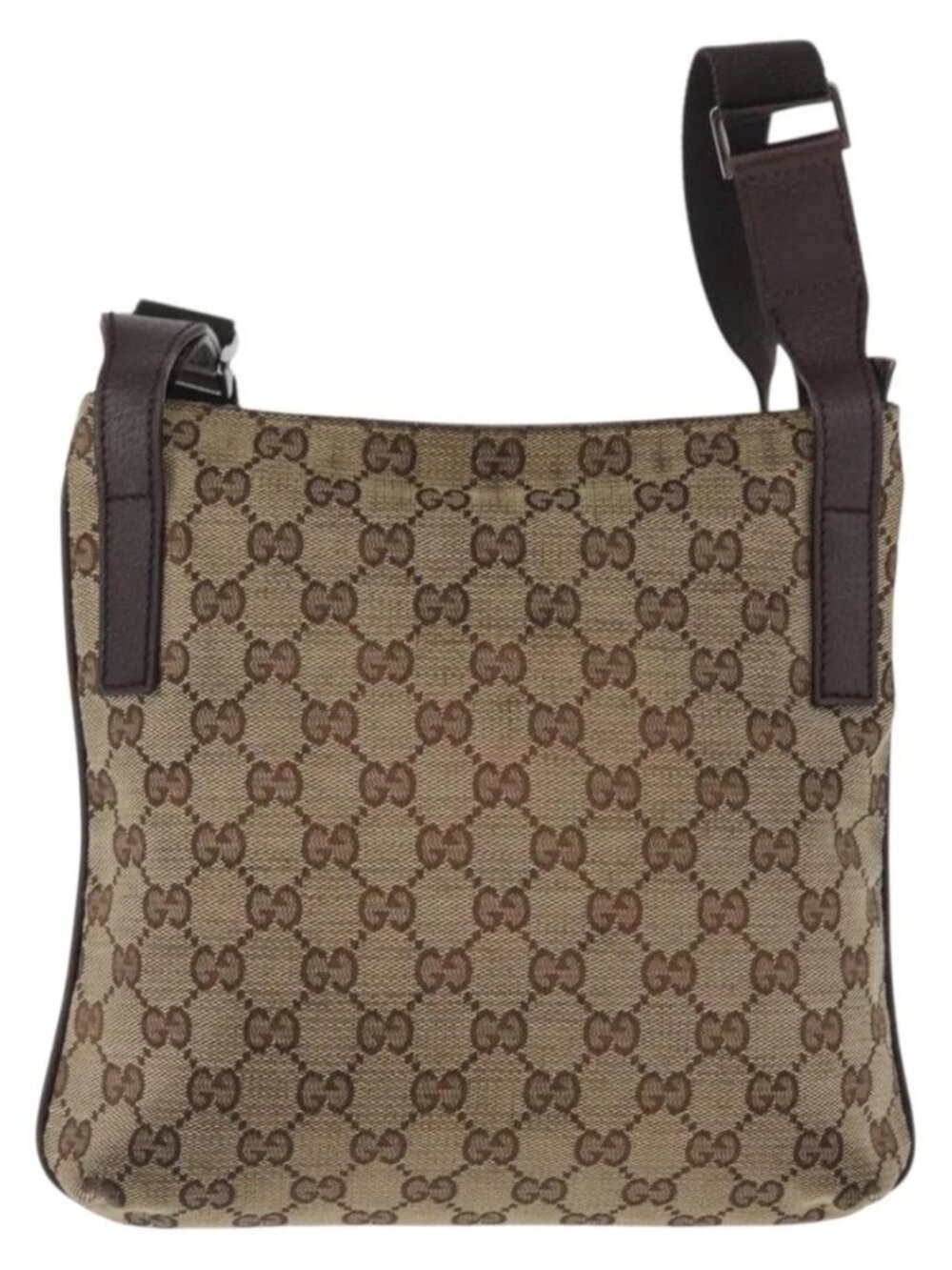 GUCCI GG Canvas Shoulder Bag Beige Silver - Picture 3 of 16